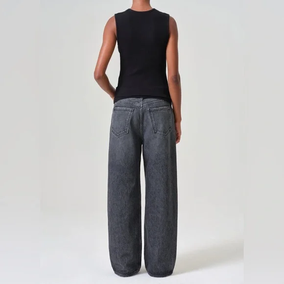 Agolde Low Slung Baggy 30.5” Jeans in Ditch Grey Wash Size 23 Waist Relaxed Fit - Picture 3 of 16